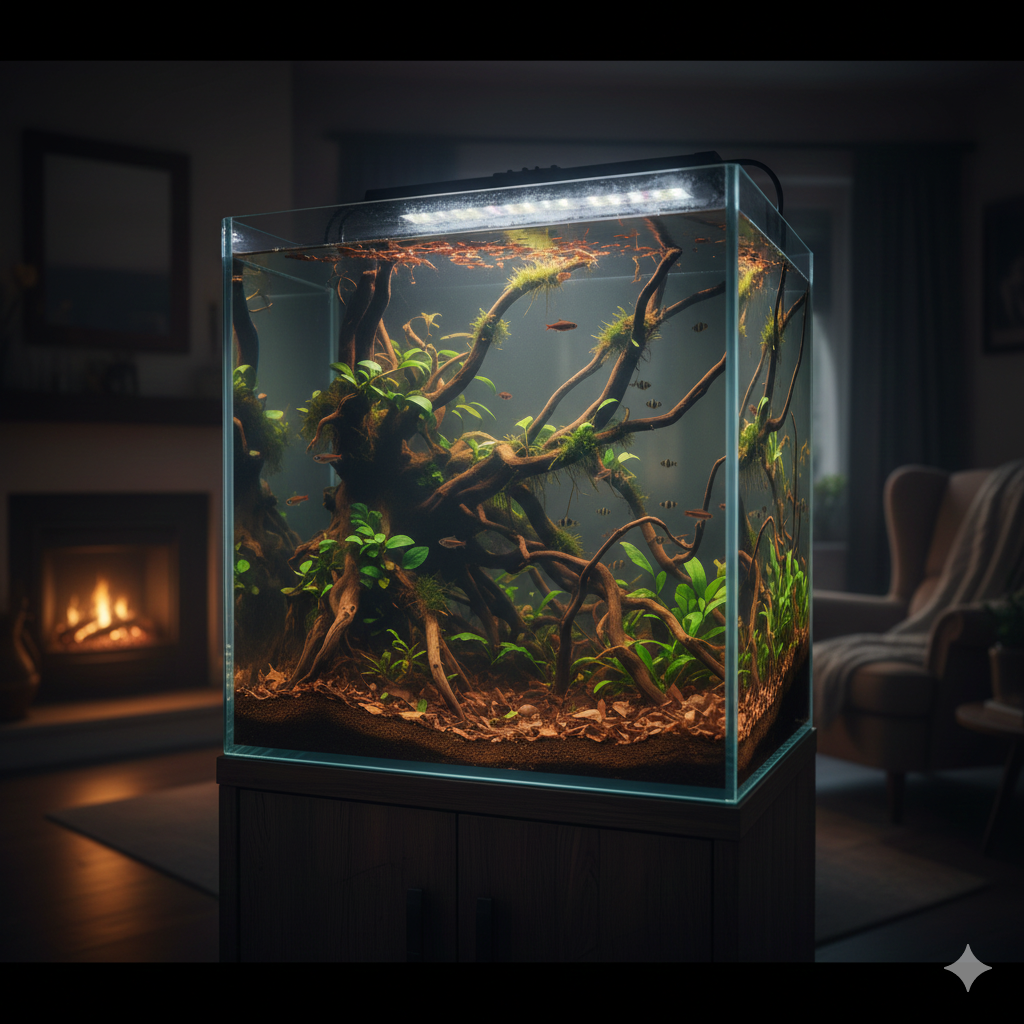 Modern oturma odası bitkili akvaryum - minimalist ev dekorasyonu