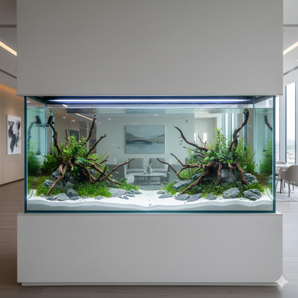 5 yıldızlı otel lobisi akvaryumu - prestijli karşılama alanı aquascape
