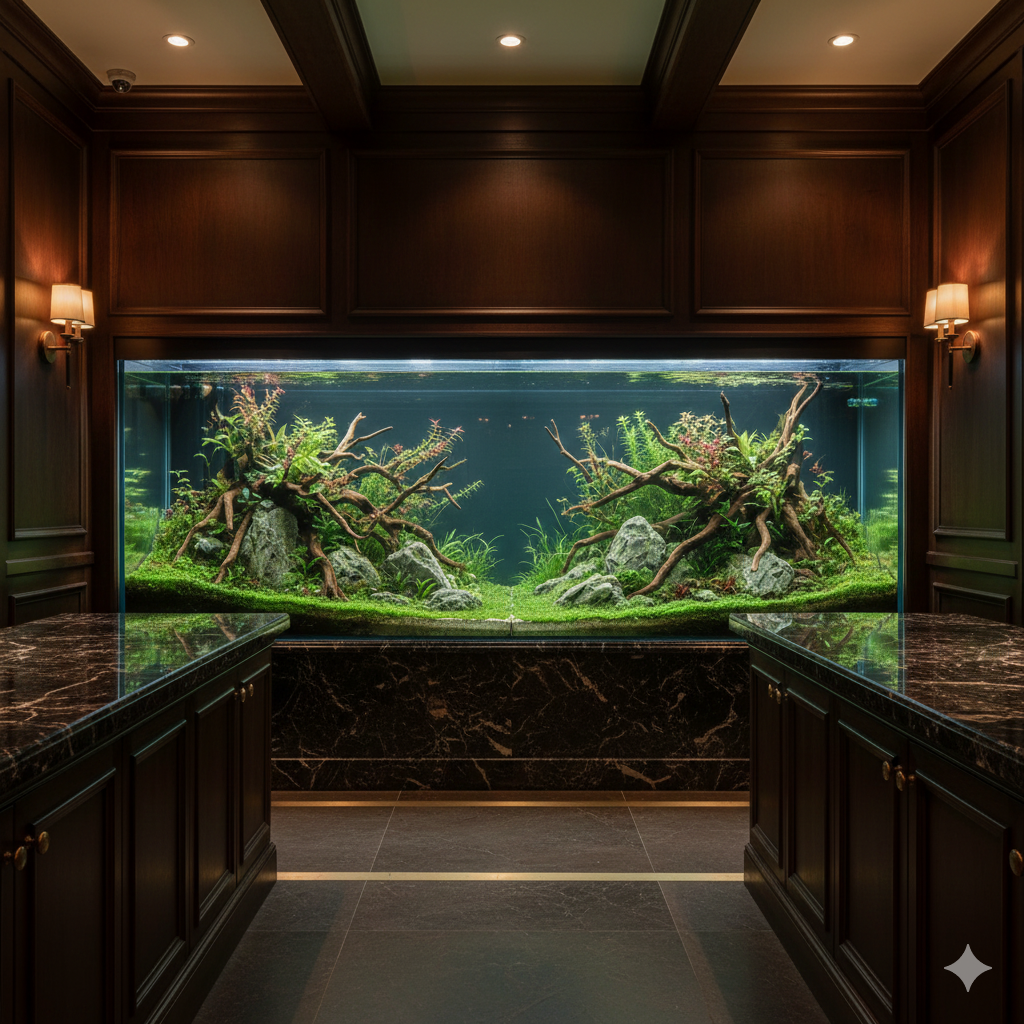 Kurumsal ofis lobisi akvaryumu - profesyonel iş ortamı aquascape İzmir