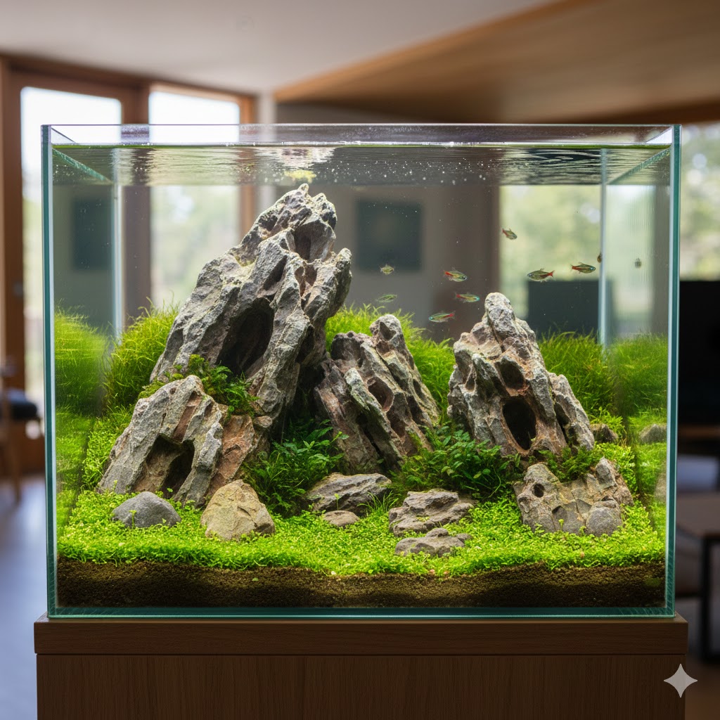 Iwagumi aquascape - Japon kaya düzeni minimalist akvaryum tasarımı
