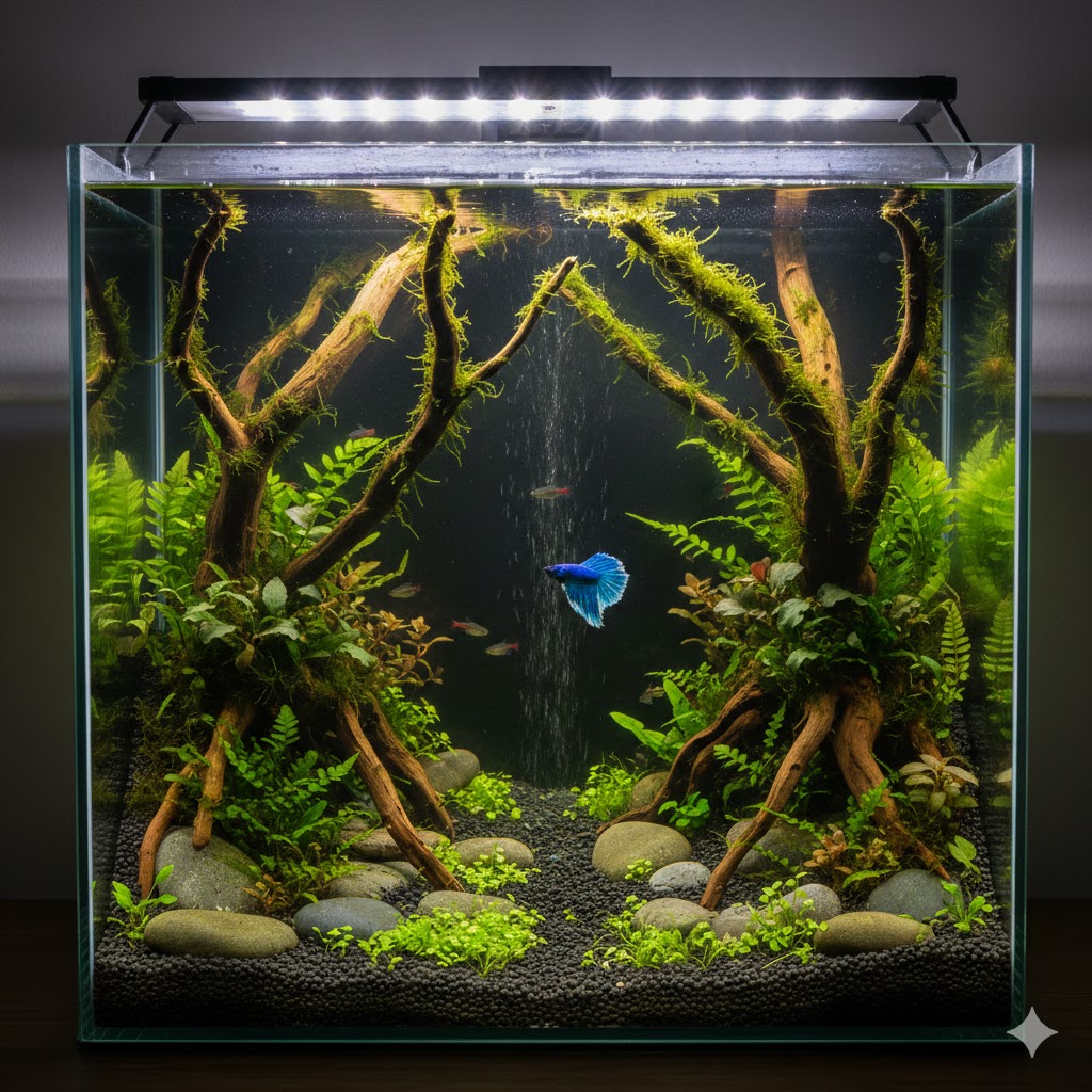 Forest aquascape - yoğun bitki örtüsü orman temalı akvaryum İzmir